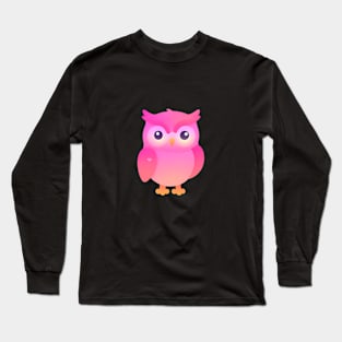 Cute Pink Owl with a Heart Tatoo Long Sleeve T-Shirt